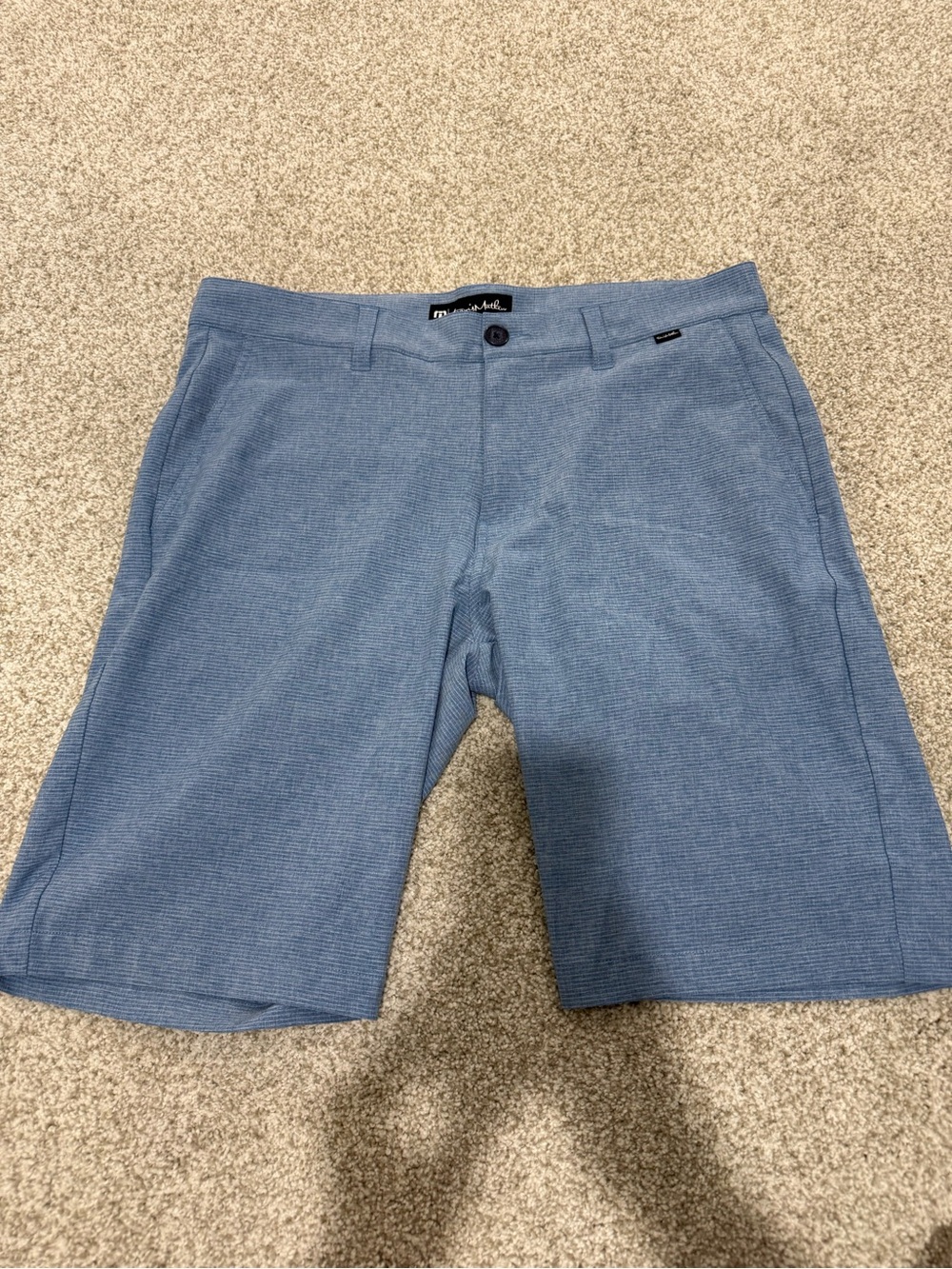 Travis Mathew Sky Blue Flat-Front Performance Shorts
